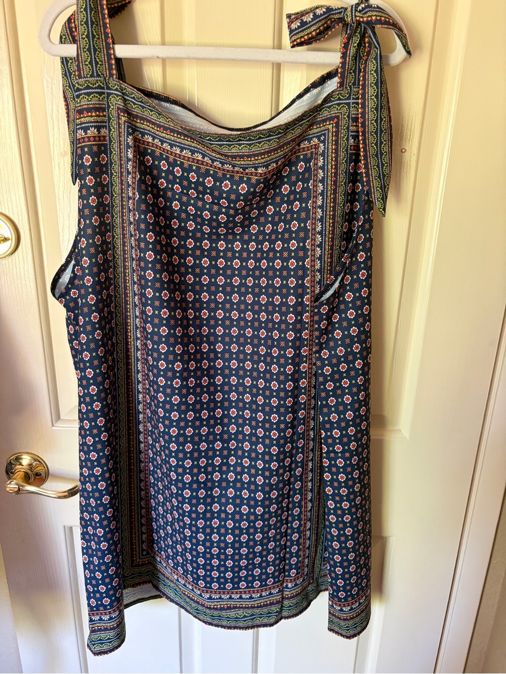 Navy Floral Tie-Shoulder Mini Dress